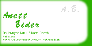 anett bider business card